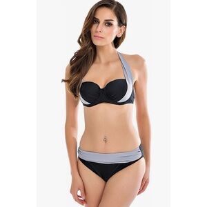 New 2 piece swimsuit bikini top bottoms push up beach pool colorbock L fits XS S